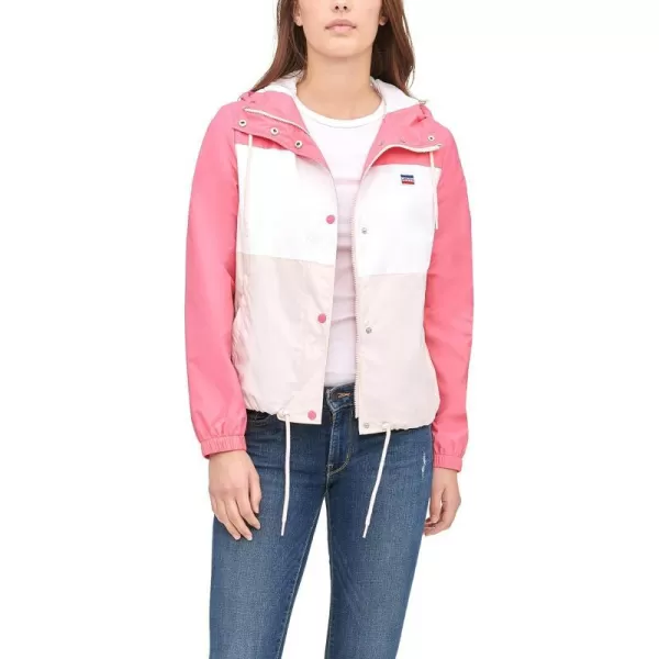 Levis Womens Retro Hooded Rain Windbreaker Jacket Standard amp Plus SizesStandard Pink Colorblock