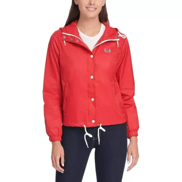 Levis Womens Retro Hooded Rain Windbreaker Jacket Standard amp Plus SizesStandard Red