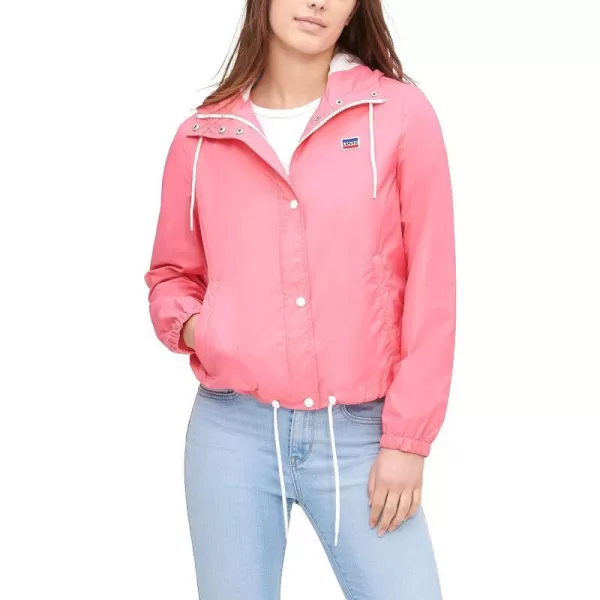 Levis Womens Retro Hooded Rain Windbreaker Jacket Standard amp Plus SizesStandard Rose