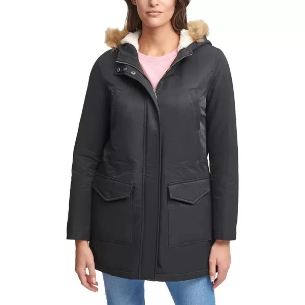 Levis Womens Sherpa Lined MidLength Performance Parka Jacket Standard and PlusStandard Black