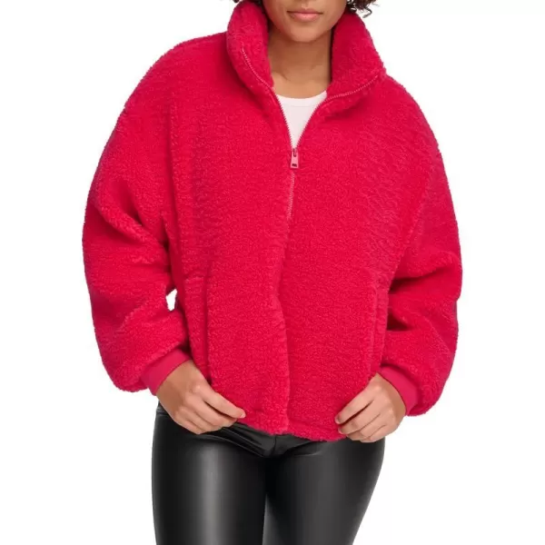 Levis Womens Sherpa Zip Up Teddy JacketFuchsia