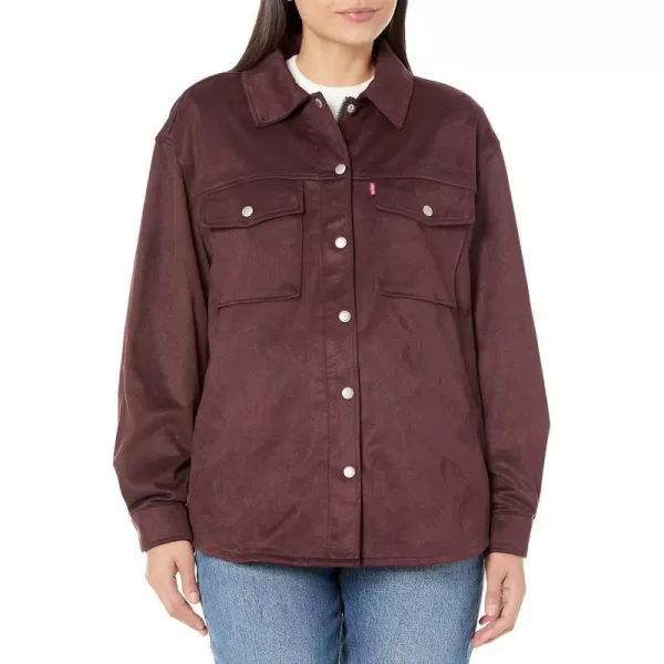 Levis Womens Soft Faux Suede Shirt JacketBurgundy