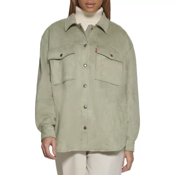 Levis Womens Soft Faux Suede Shirt JacketSeafoam