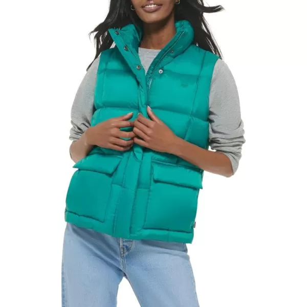 Levis Womens Sporty Box Quilted Puffer VestEmerald