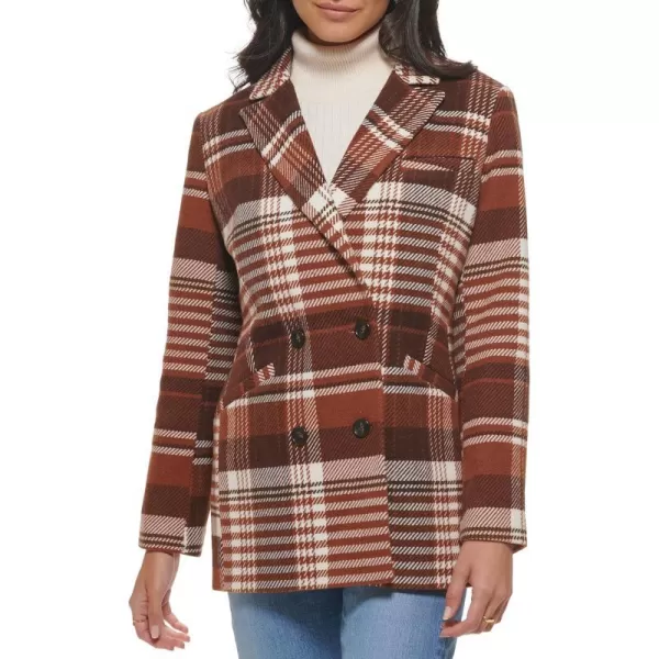 Levis Womens Wool Blend Double Breasted BlazerBrown Harvest Plaid