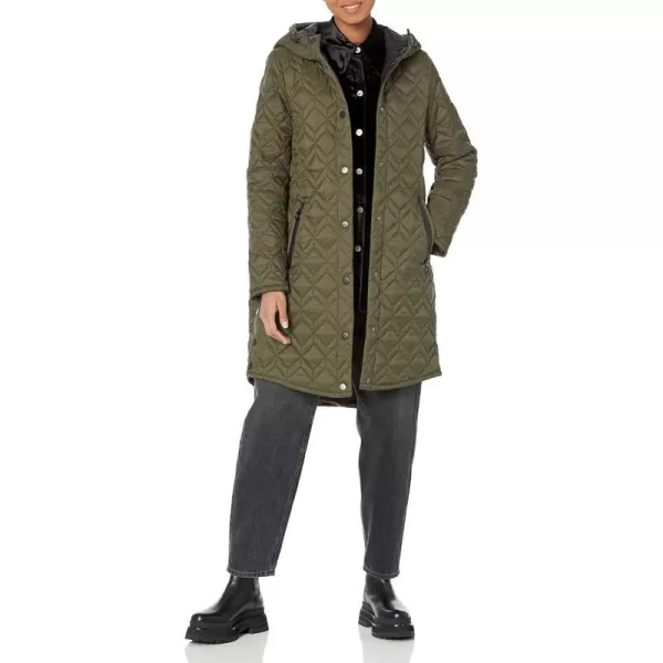 Marc New York by Andrew Marc Womens Mid Length Quilted Hooded Jacket Forest SmallMarc New York by Andrew Marc Womens Mid Length Quilted Hooded Jacket Forest Small