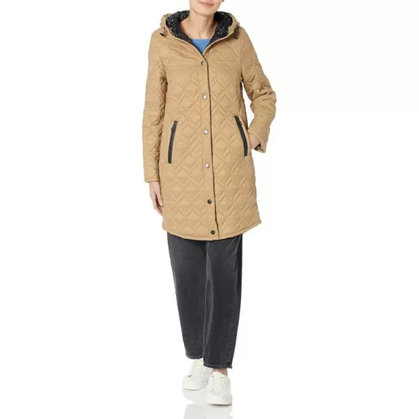 Marc New York by Andrew Marc Womens Mid Length Quilted Hooded Jacket Khaki MediumMarc New York by Andrew Marc Womens Mid Length Quilted Hooded Jacket Khaki Medium