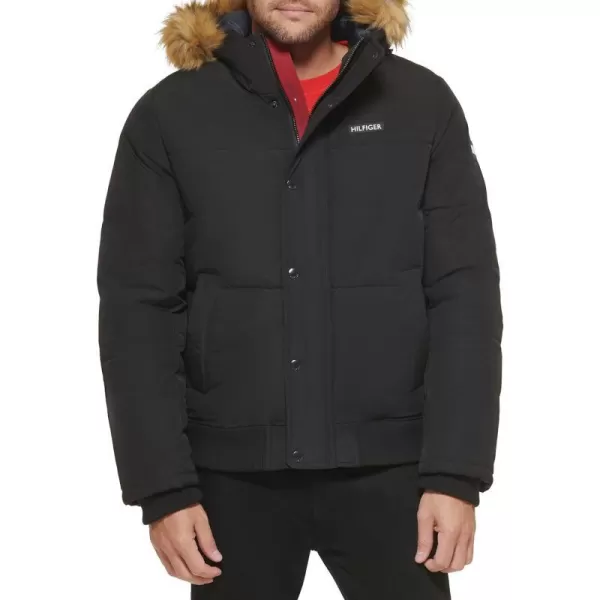 Tommy Hilfiger Mens Arctic Cloth Quilted Snorkel Bomber JacketBlack Tech