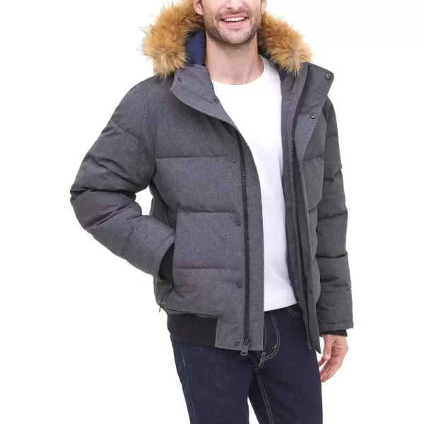 Tommy Hilfiger Mens Arctic Cloth Quilted Snorkel Bomber JacketHeather Charcoal