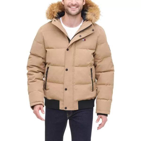 Tommy Hilfiger Mens Arctic Cloth Quilted Snorkel Bomber JacketKhaki