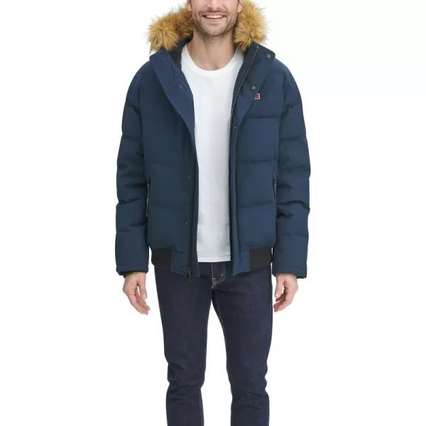 Tommy Hilfiger Mens Arctic Cloth Quilted Snorkel Bomber JacketNavy