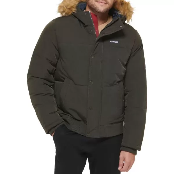 Tommy Hilfiger Mens Arctic Cloth Quilted Snorkel Bomber JacketOlive Tech