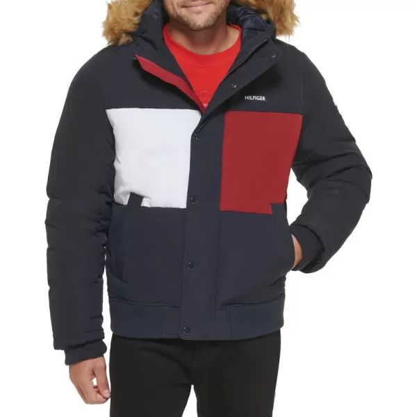 Tommy Hilfiger Mens Arctic Cloth Quilted Snorkel Bomber JacketTommy Logo Print