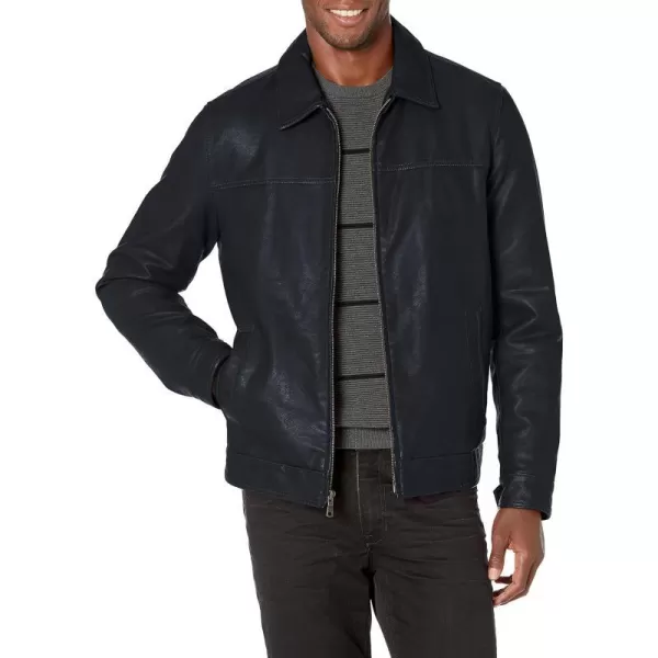 Tommy Hilfiger Mens Classic Faux Leather JacketNavy