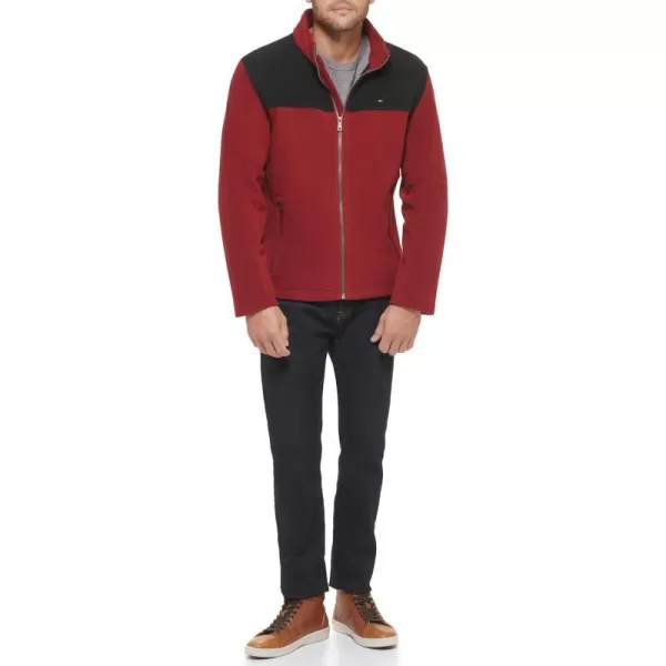 Tommy Hilfiger Mens Classic Zip Front Polar Fleece JacketBlackRed