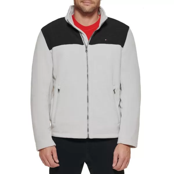 Tommy Hilfiger Mens Classic Zip Front Polar Fleece JacketBlackWhite