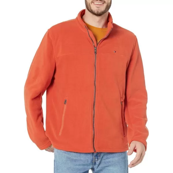 Tommy Hilfiger Mens Classic Zip Front Polar Fleece JacketBurnt Orange