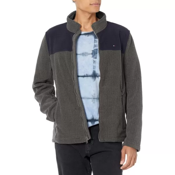 Tommy Hilfiger Mens Classic Zip Front Polar Fleece JacketLight GreyCharoal