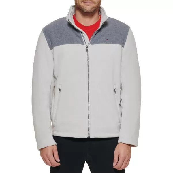 Tommy Hilfiger Mens Classic Zip Front Polar Fleece JacketLight GreyIce