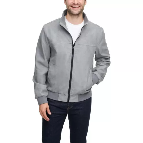 Tommy Hilfiger Mens Faux Leather Bomber JacketLight Grey Unfilled