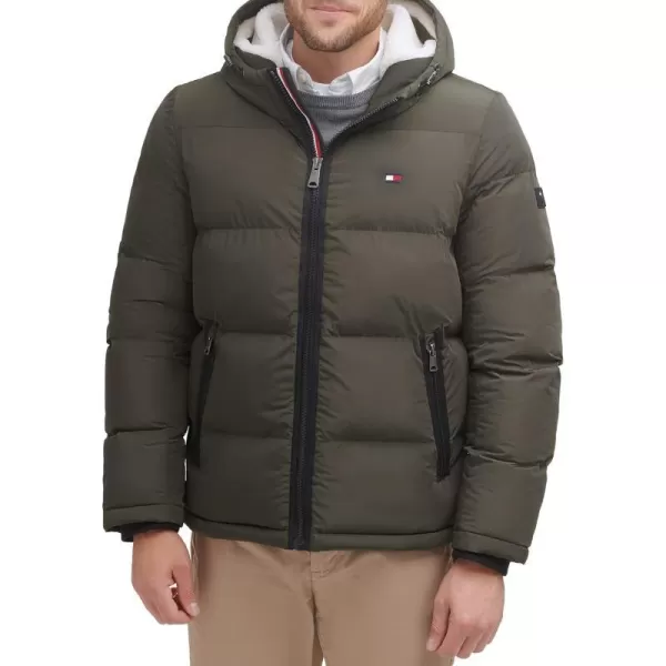 Tommy Hilfiger Mens Hooded Puffer Jacket Standard and Big amp TallArmy Green