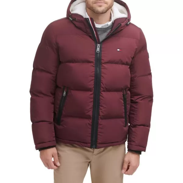 Tommy Hilfiger Mens Hooded Puffer Jacket Standard and Big amp TallPort Purple