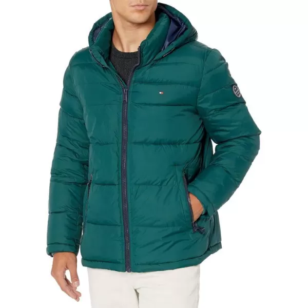 Tommy Hilfiger Mens Hooded Puffer JacketBotanical Green