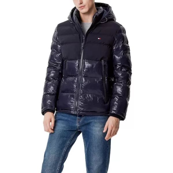 Tommy Hilfiger Mens Hooded Puffer JacketNavy Two Tone