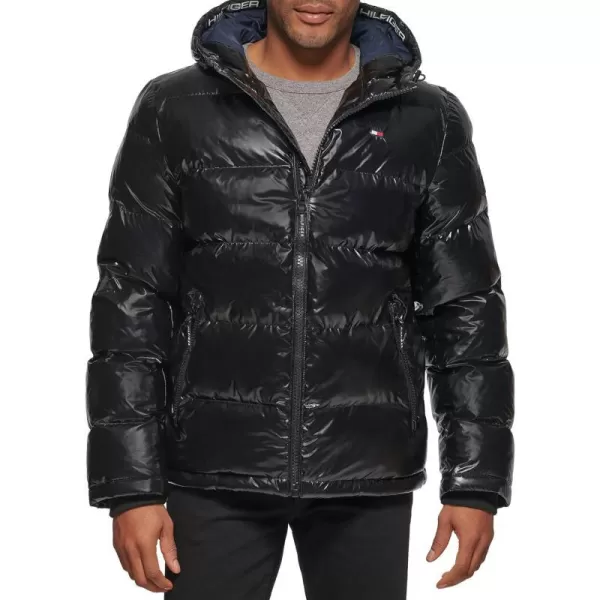 Tommy Hilfiger Mens Hooded Puffer JacketPearlized Black