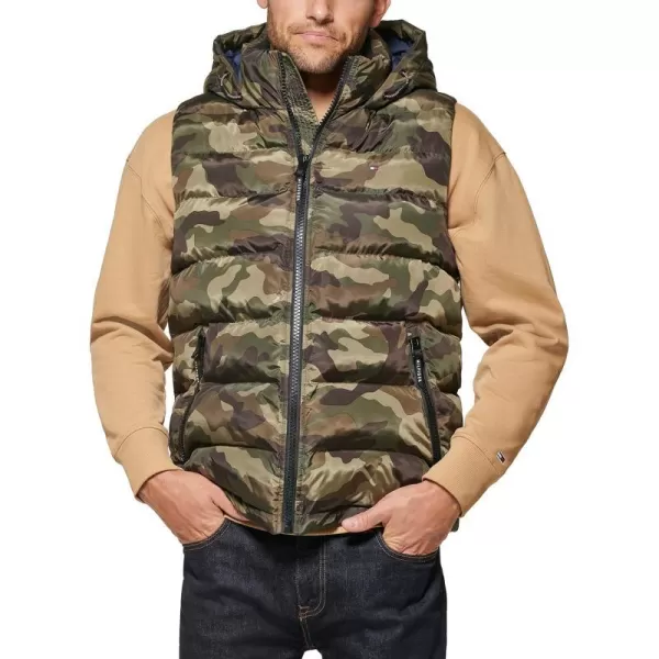 Tommy Hilfiger Mens Hooded Puffer VestCamouflage