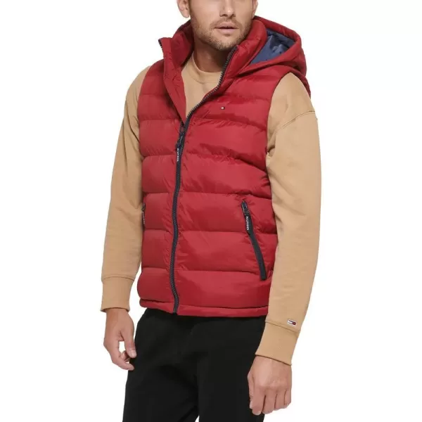 Tommy Hilfiger Mens Hooded Puffer VestRed