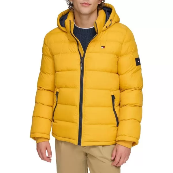 Tommy Hilfiger Mens Legacy Hooded Puffer JacketYellow