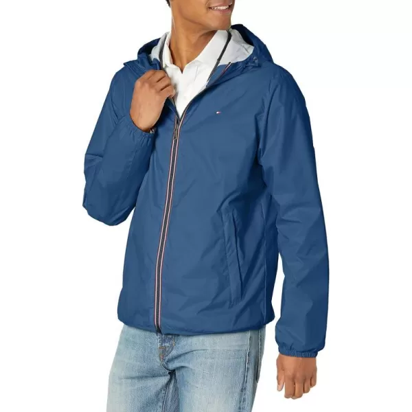 Tommy Hilfiger Mens Lightweight Active Water Resistant Hooded Rain JacketNautical Blue