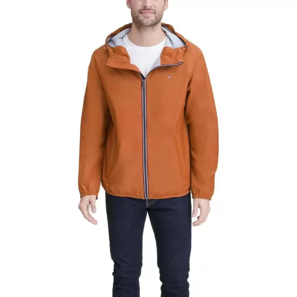 Tommy Hilfiger Mens Lightweight Active Water Resistant Hooded Rain JacketOrange