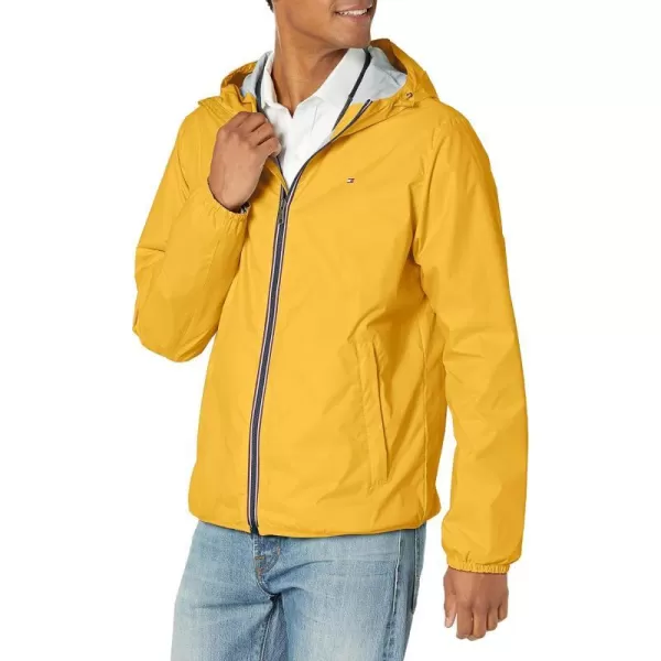 Tommy Hilfiger Mens Lightweight Active Water Resistant Hooded Rain JacketYellow