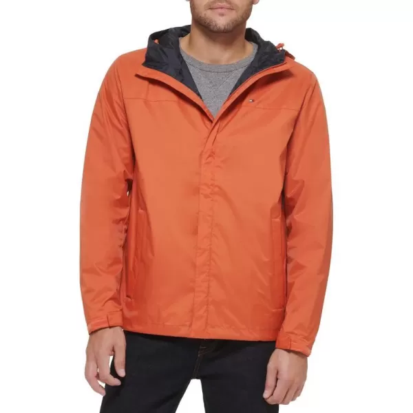 Tommy Hilfiger Mens Lightweight Breathable Waterproof Hooded JacketBurnt Orange