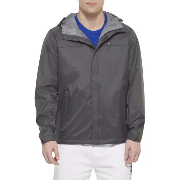 Tommy Hilfiger Mens Lightweight Breathable Waterproof Hooded JacketCharcoal