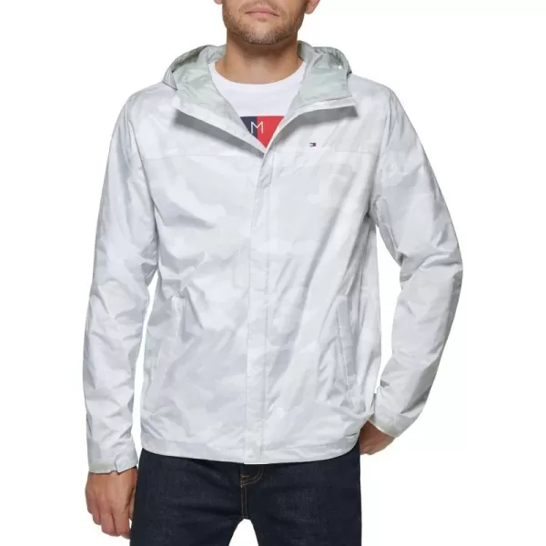 Tommy Hilfiger Mens Lightweight Breathable Waterproof Hooded JacketIce Camo