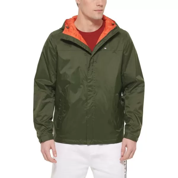 Tommy Hilfiger Mens Lightweight Breathable Waterproof Hooded JacketOlive