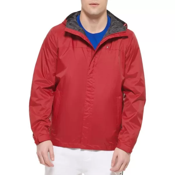 Tommy Hilfiger Mens Lightweight Breathable Waterproof Hooded JacketRed