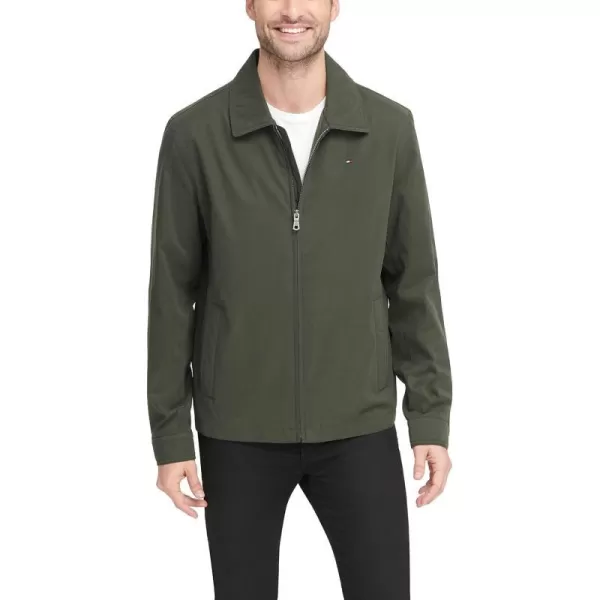 Tommy Hilfiger Mens Lightweight Microtwill Golf Jacket Standard and Big amp TallStandard Deep Olive