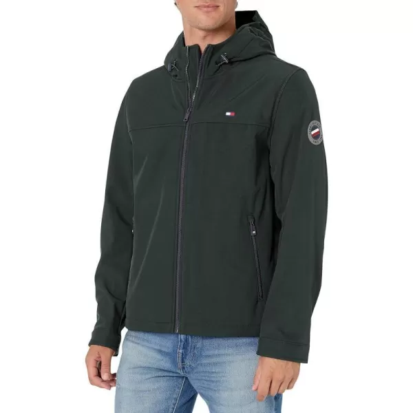 Tommy Hilfiger Mens Lightweight Performance Softshell Hoody JacketGreen Bean