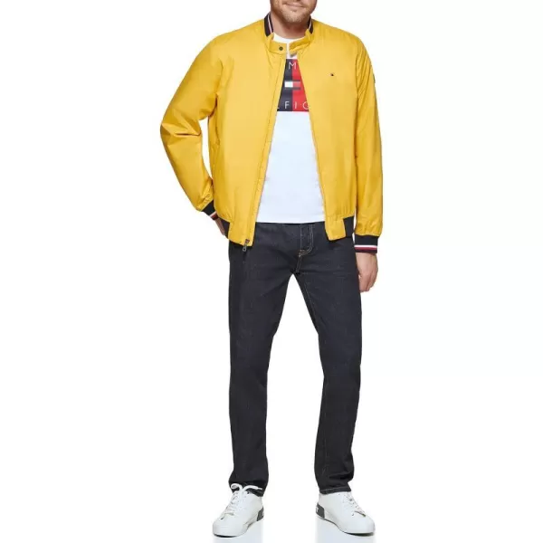 Tommy Hilfiger Mens Lightweight Varsity Rib Knit Bomber JacketYellow Poly