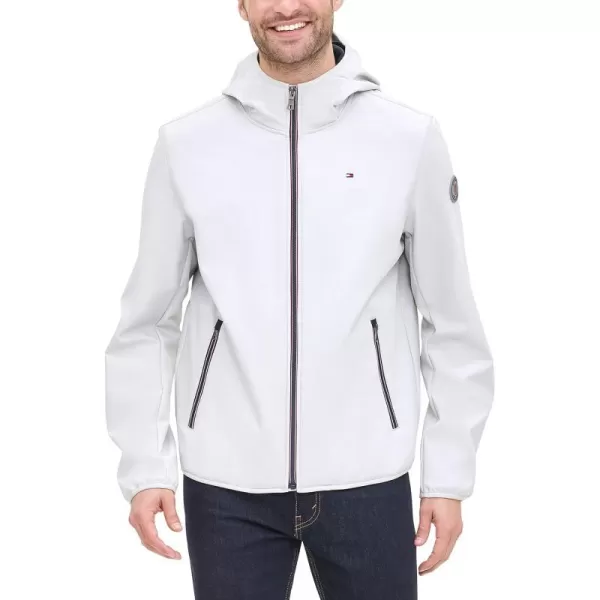 Tommy Hilfiger Mens Lightweight Water Resistant Breathable Hooded Performance Softshell JacketIce