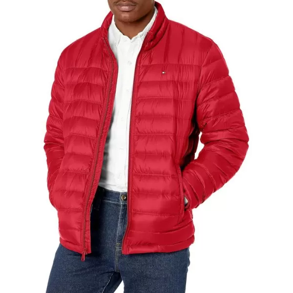 Tommy Hilfiger Mens Packable Down Puffer JacketStandard Crimson