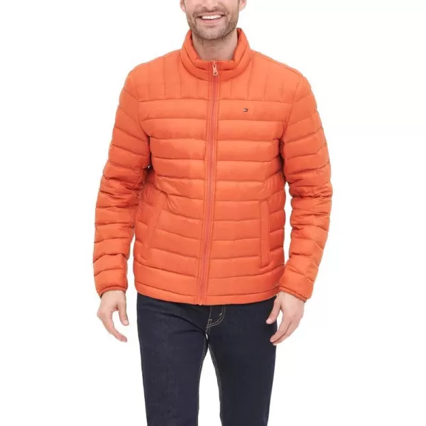 Tommy Hilfiger Mens Packable Down Puffer JacketStandard Orange