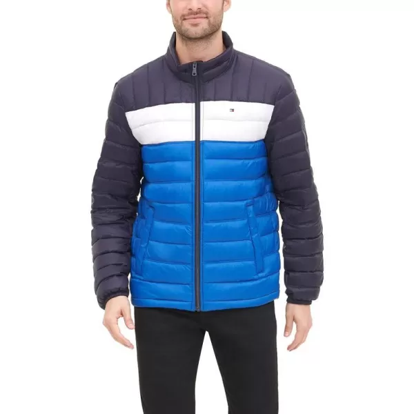 Tommy Hilfiger Mens Packable Down Puffer JacketStandard Royal Blue Color Block