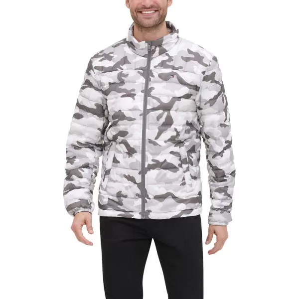 Tommy Hilfiger Mens Packable Down Puffer JacketStandard White Camouflage