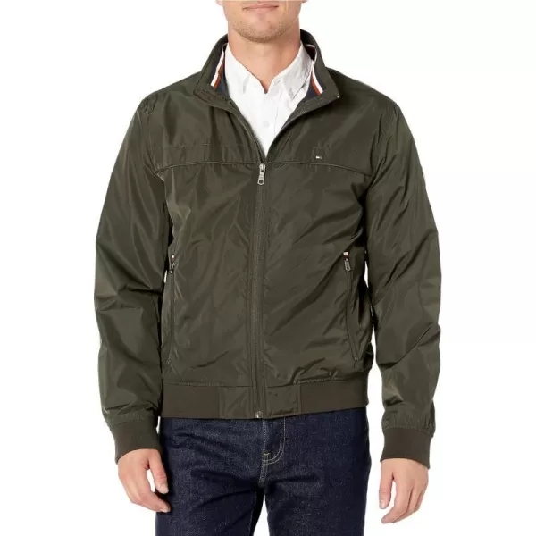 Tommy Hilfiger Mens Performance Faux Memory Bomber JacketArmy Green Unfilled