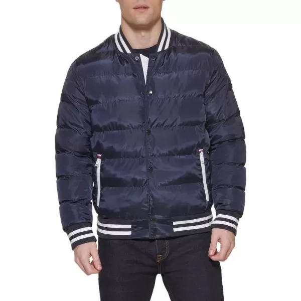 Tommy Hilfiger Mens Quilted Varsity Puffer BomberMidnightMidnight